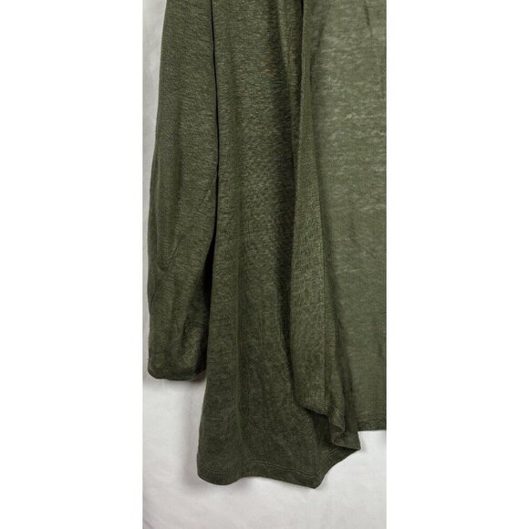 J.Jill  Women's Large Cardigan Linen Open Front Army Green Lightweight Sweater - Picture 9 of 9